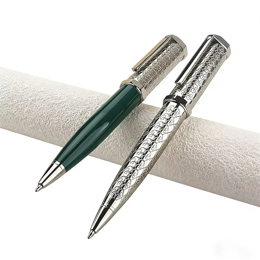 Luxury Retractable Ballpoint Pen,Metal Engraved Pattern Business Office Signature Pen, Smooth Writing School Stationery Supplies Quake
