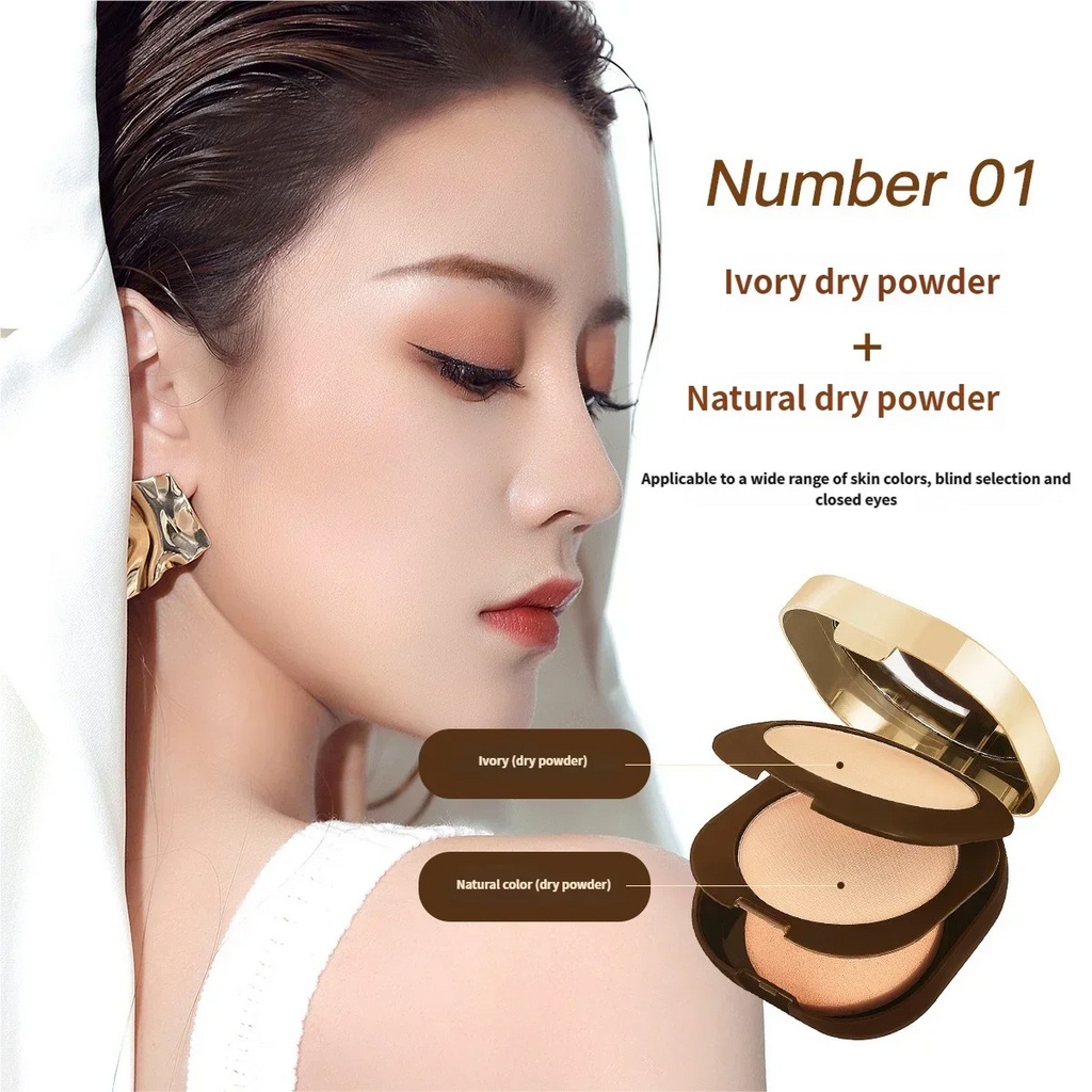 KAQIAI High Definition Double Layer Powder: Concealer, Contour, Wet & Dry, Hydrating, Long-Lasting Makeup Setting Powder Quake