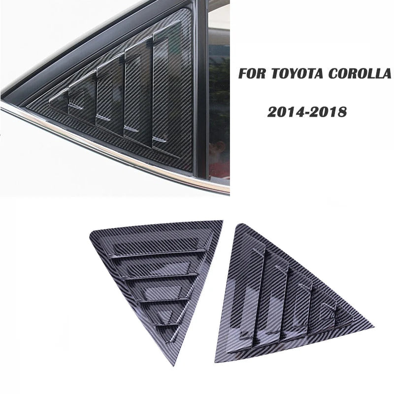 For Toyota Corolla 2014-2018 Car Rear Louver Window Side Shutter Cover Trim Sticker Vent Scoop ABS Carbon Fiber Black Auto Quake Carbon