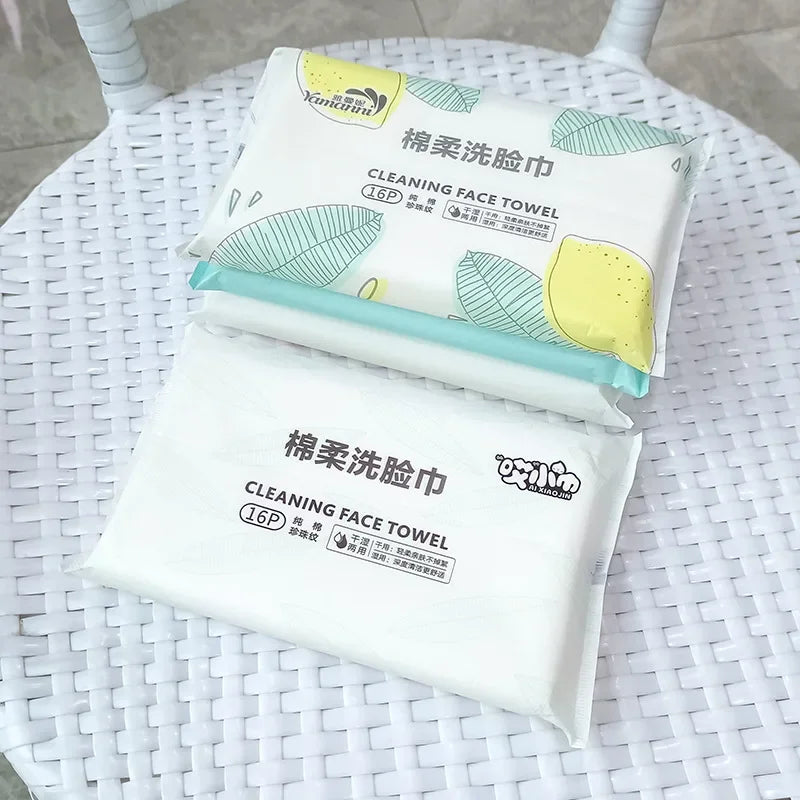 16pcs/bag Soft Face Tissue Pearl Pattern Disposable Face Towel Face Washing Travel Portable Cotton Tissue Wet Dry Multi Use Wipe Quake