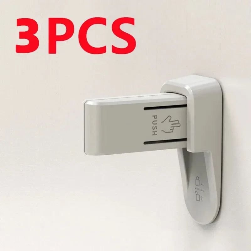 vvocci Home Universal ABS Protection Device for Children Easy to Install Anti-open Handle Locks Door Lever LockSafety Doors Lock Quake B157 Gray-3PCS