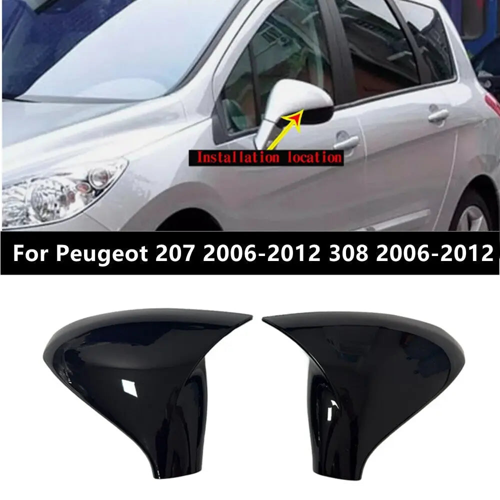 For Peugeot 207 2006-2014 308 2006-2013 Car Sticker Rearview Side Mirror Cover Wing Cap Exterior Case Trim Shell Housing Carbon Quake