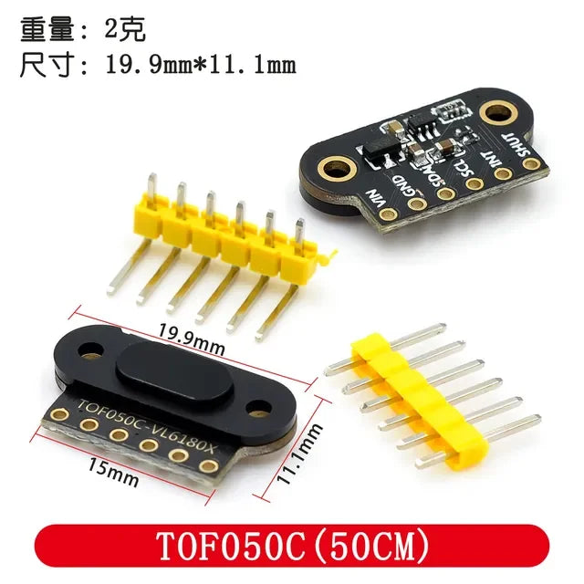 VL6180-VL53L0X/VL53L1X Time of Flight (ToF) Laser Ranging Sensor Module TOF050C TOF200C TOF400C 50CM/2M/4M IIC For Arduino STM32 Quake TOF050C