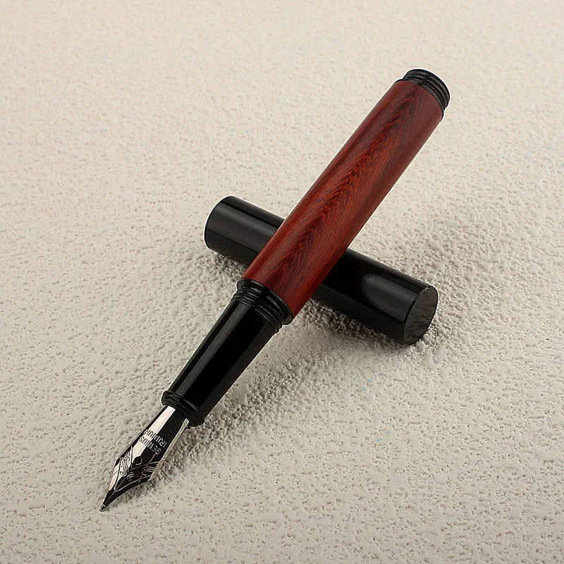 Mini Wood Business Office Student School Stationery Supplies EF 0.38mm Nib Fountain Pen School Supplies Stationery Quake Silver nib Bent (Curved) 1.0mm