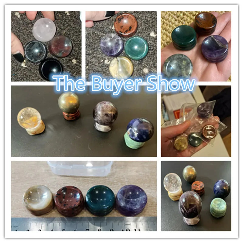 3Pcs/Set Natural Stone Round Ball Base Natural Stone Tiger Eye Quartz Bracket Odd Stone Base Decorations Jewelry Accessories Quake