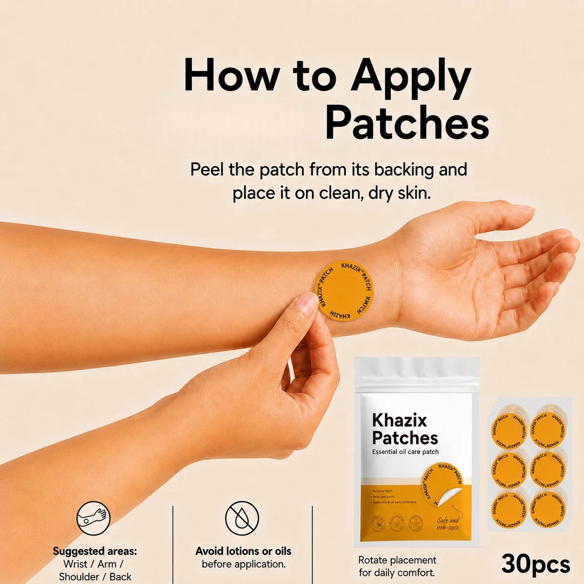 30Pcs Energy Patches Natural Ingredients Vegan Friendly Daily Energy Boost Patch Portable Body Stickers for Work Travel Sports Quake