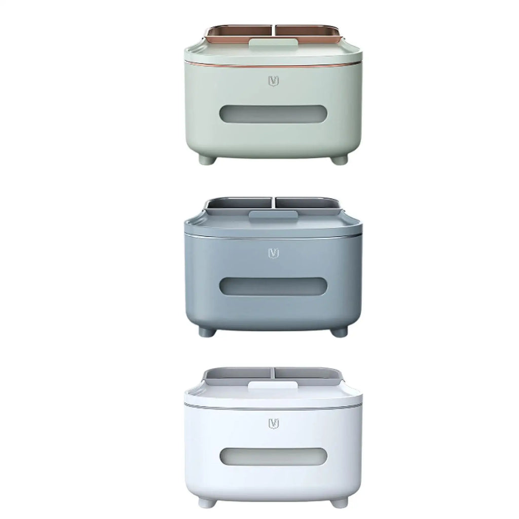 Tissue Box Cover with Remote Holder Stationery Tissue Storage Box Organizer for Kitchen Restroom Bedroom Restaurant Hotel Quake