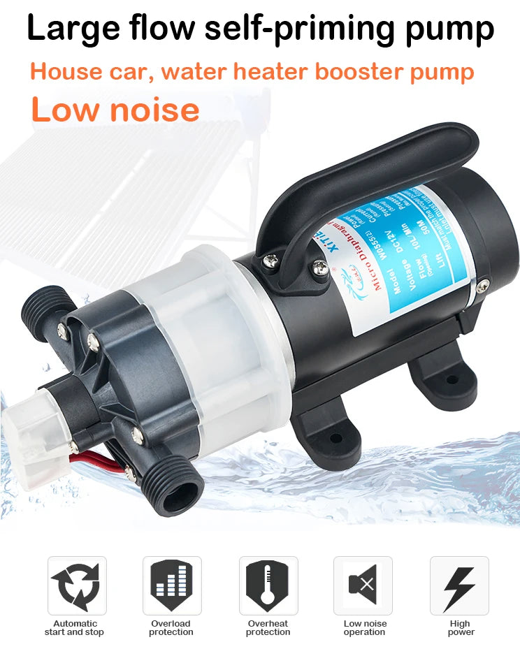 W0555(2)YD-12-120FS Low Noise Recreational Vehicle Water Heater Booster Pump Electric Miniature Diaphragm Pump Solar Water Pump Quake