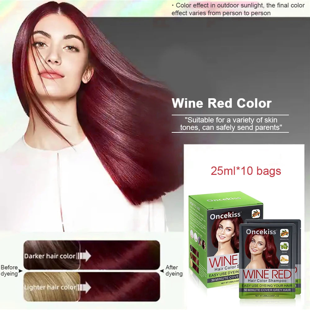 1 Box of 10 Hair Dye Instant Hair Dye Shampoo,Quick and Easy Hair Dye,Coloring Semi- Permanent Instant Hair Dye for Men&Women Quake