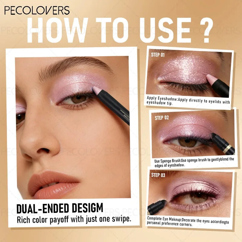 9PCS Double Head Eye Shadow Stick, Eye Highlight, Eye Brightening, with Fine Flash, Waterproof, Multi-color Suit, Eye Cosmetics Quake