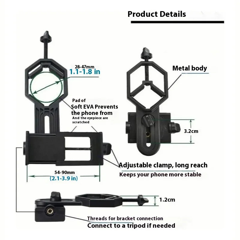 Universal Cell Phone Adapter Mount Telescope Phone Mount for Binocular Monocular Spotting Scope Telescope Quake