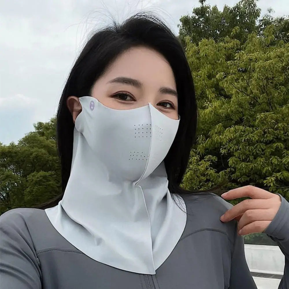 UPF50+ Sun Protection Mask Fashion 3D Ice Silk Anti-UV Neck Scarf Sunscree Dustproof Sunshade Face Mask Outdoor Quake