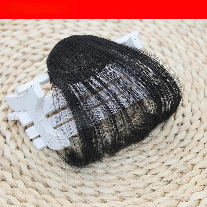 Korean Fake Air Bangs Hair Clip-In Extension Synthetic Fake Fringe Natural False Hairpiece for Women Girls Hair Clip in Bangs Quake natural black