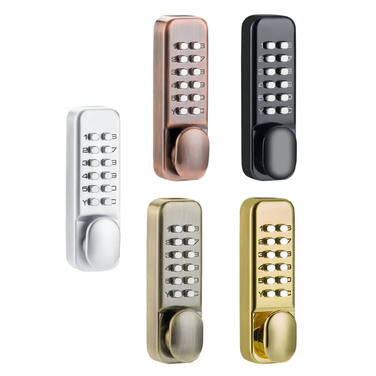 Zinc Alloy Mechanical Door Lock Keyless Push Button Security Handle for Balcony Gate Outdoor Use Quake