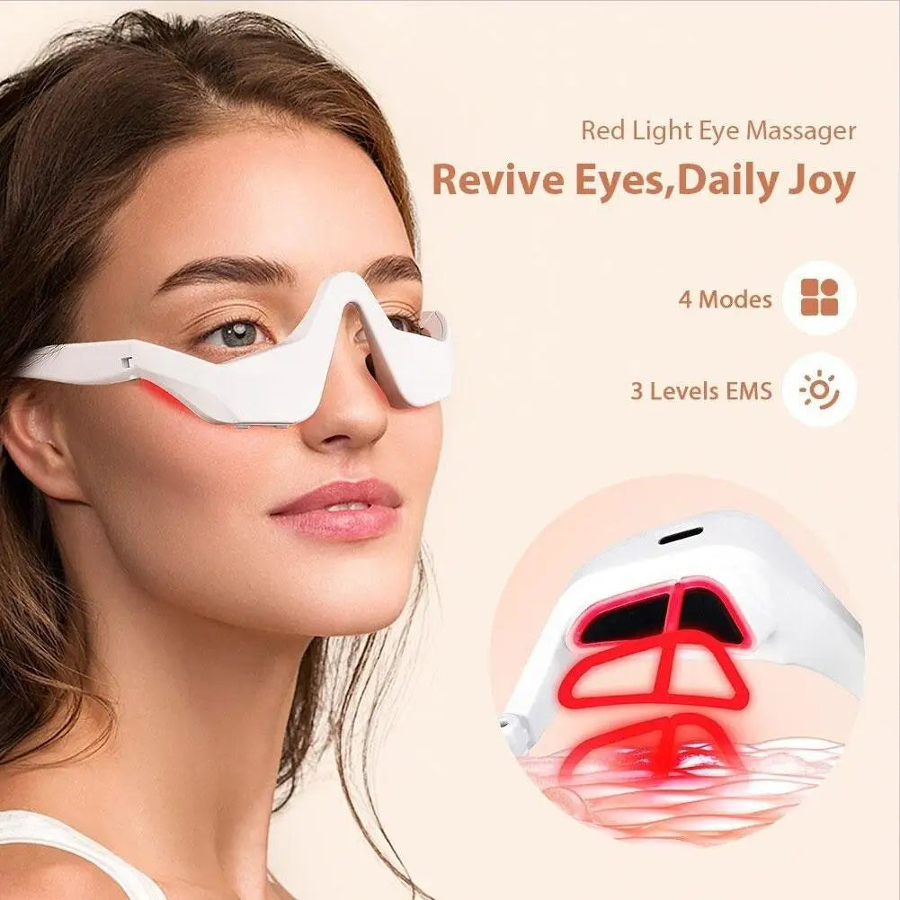 3D Eye Fatigue Relief Massager 3D Glasses Design Dark Circles Lighten Fine Lines Smooth Under Eye Care Beauty Tool Quake white