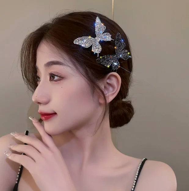 Women's Colorful Butterfly Hairpin Hair Clips Fashion Kids Barrettes Bobby Pins Diamond Butterfly Clip Hairdressing Accessories Quake