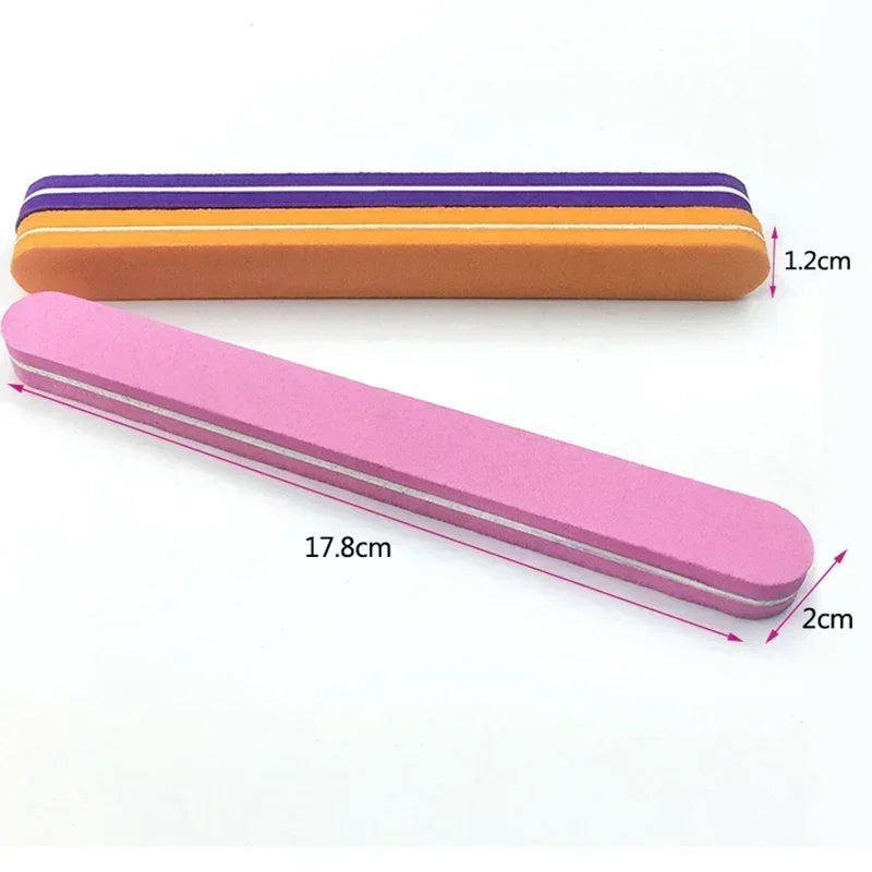 5pcs Double Side Nail Files Buffer Round Head Trimmer Nail Buffer Angle Nail Art Tools Buffing Washable Sponge Quake