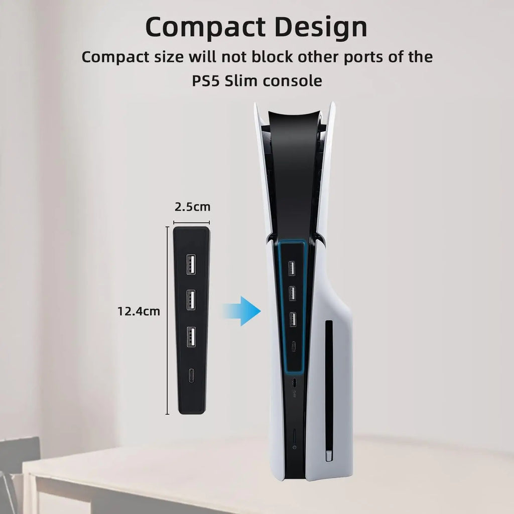 4 Ports USB Hub for PS5 Slim Disc USB High-Speed Expansion Hub Charger USB Extender Compatible with PS5 Slim Console Quake