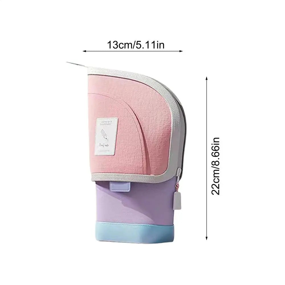 Large Capacity Pencil Case Desk Pencil Holder Pen Case 2 in 1 Retractable Container Large Storage Organizer Desk Accessories Quake Pink