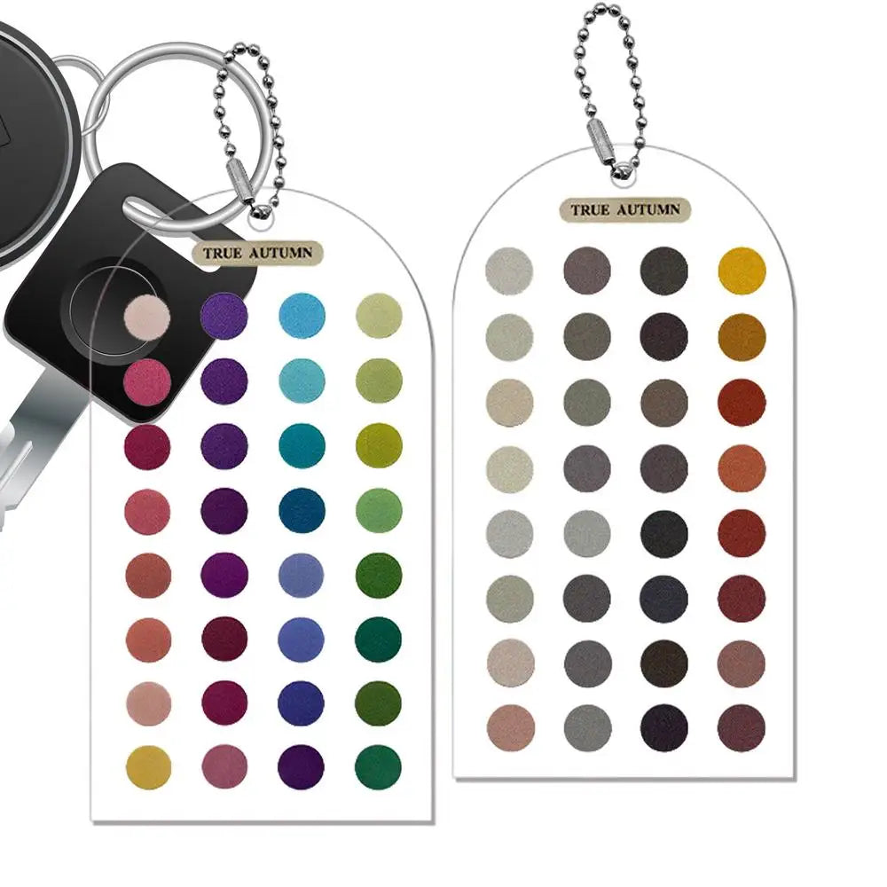 2 Pieces Portable Double Sided Acrylic Color Analysis Template Cards with Bead Chain for Outfit Makeup Clothing Stylist Guide Quake B
