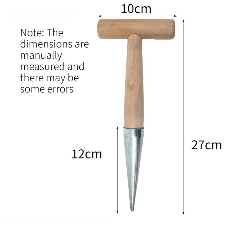 Wood Handle Garden Dibber Manual Seedling Planting Hole Punch Tool for Transplanting, Vegetable Flower And Garlic Planting Quake A