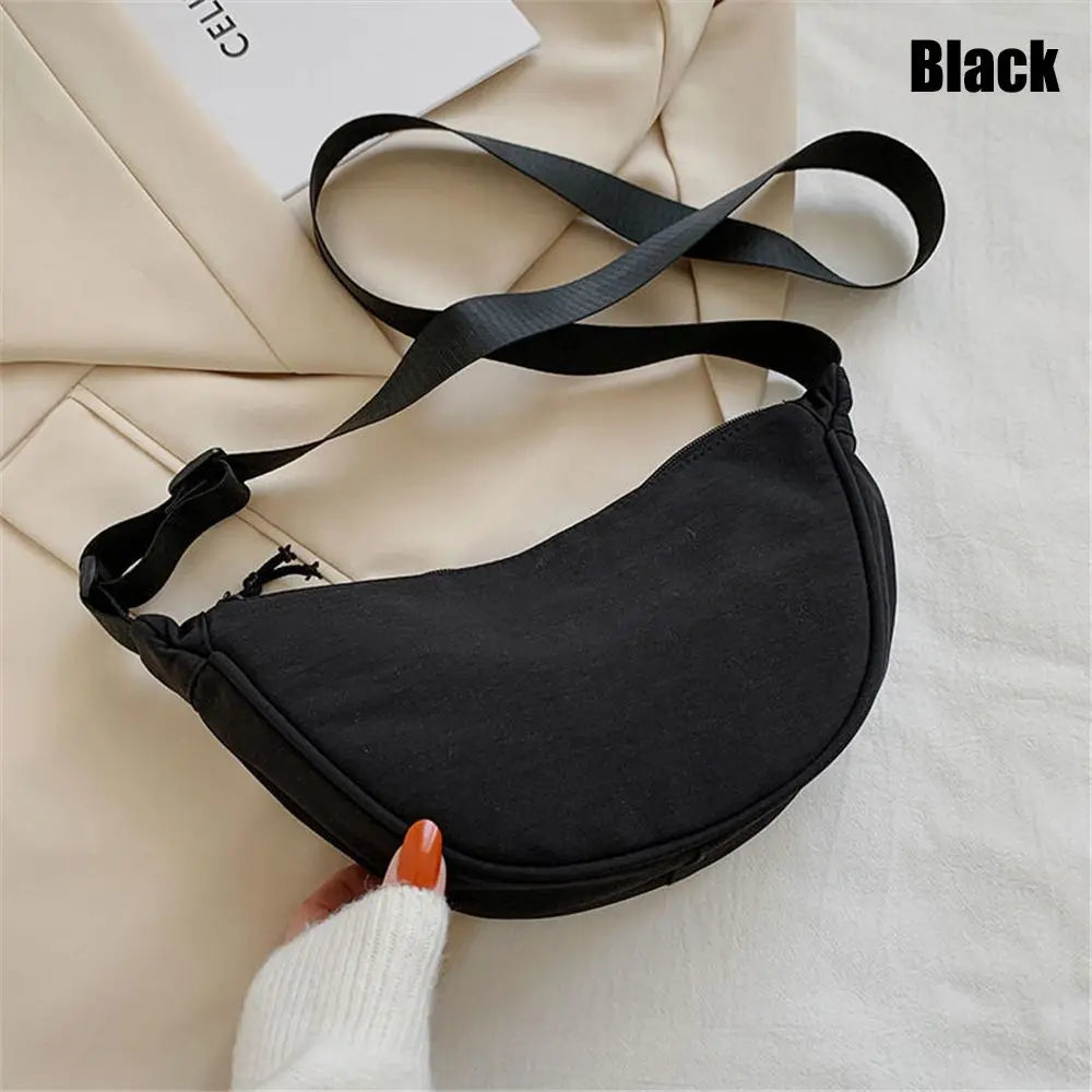 Fashion Casual Hobos Portable Underarm Bag Shoulder Bags Cross Body Bag Chest Bag Quake black