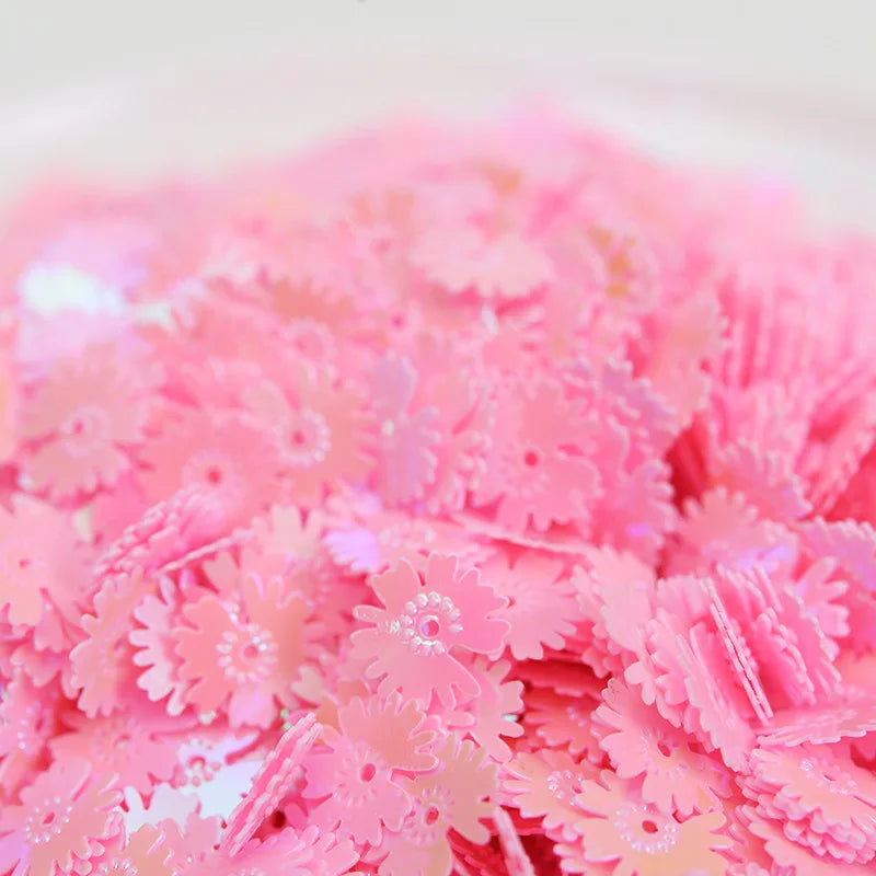 50g/500g PVC Paillette Sequins Daisy Flower Loose Colorful Lentejuelas for DIY Crafts Sewing Clothes Decor Manicure Accessories Quake 53 pink 500g