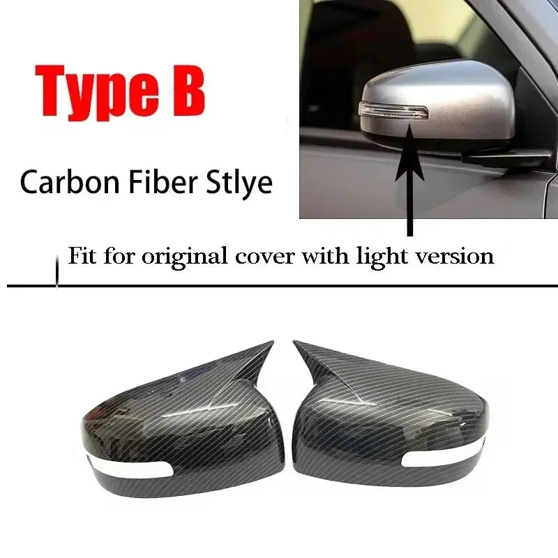 For Mitsubishi Space Star 2018-2024 Car Sticker Rearview Side Mirror Cover Wing Cap Exterior Door Rear View Case Trim Carbon Quake With Light Carbon