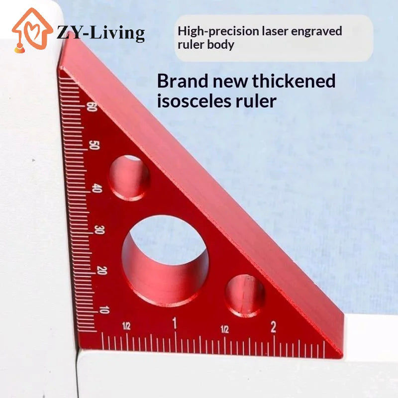Aluminum Ruler 45/90 Degree Frosted Right Angle Gauge Triangle Ruler With Both Imperial And Metric Scales For DIY Wood Projects Quake
