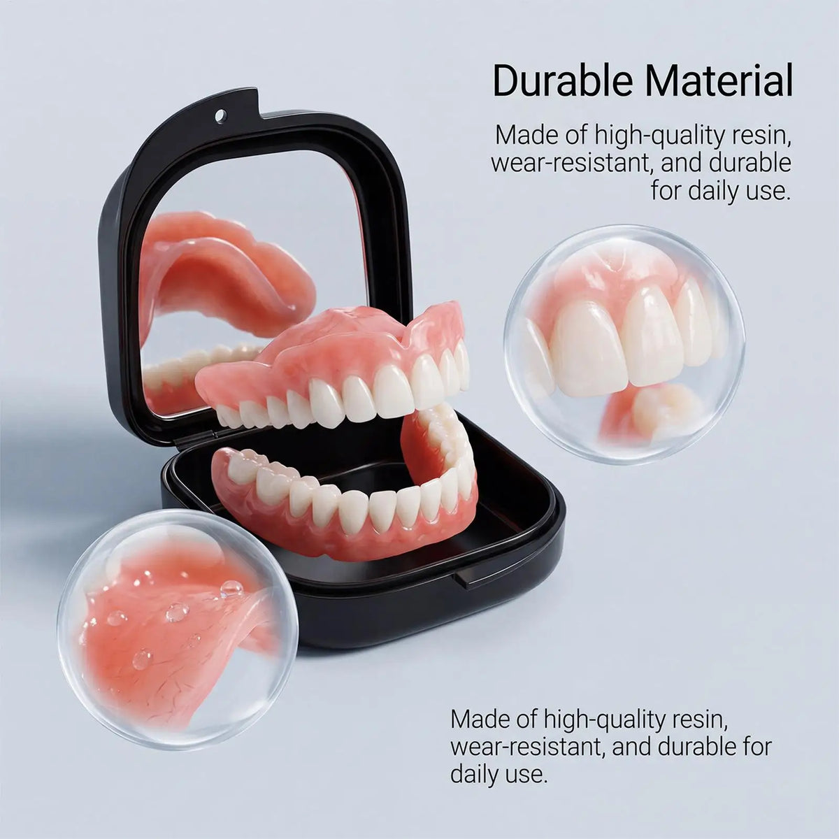 Denture Kit Natural-Looking Temporary Teeth Upper Lower Smile Tooth Cover for Adults Women Men Home Daily Travel Office Dating Quake
