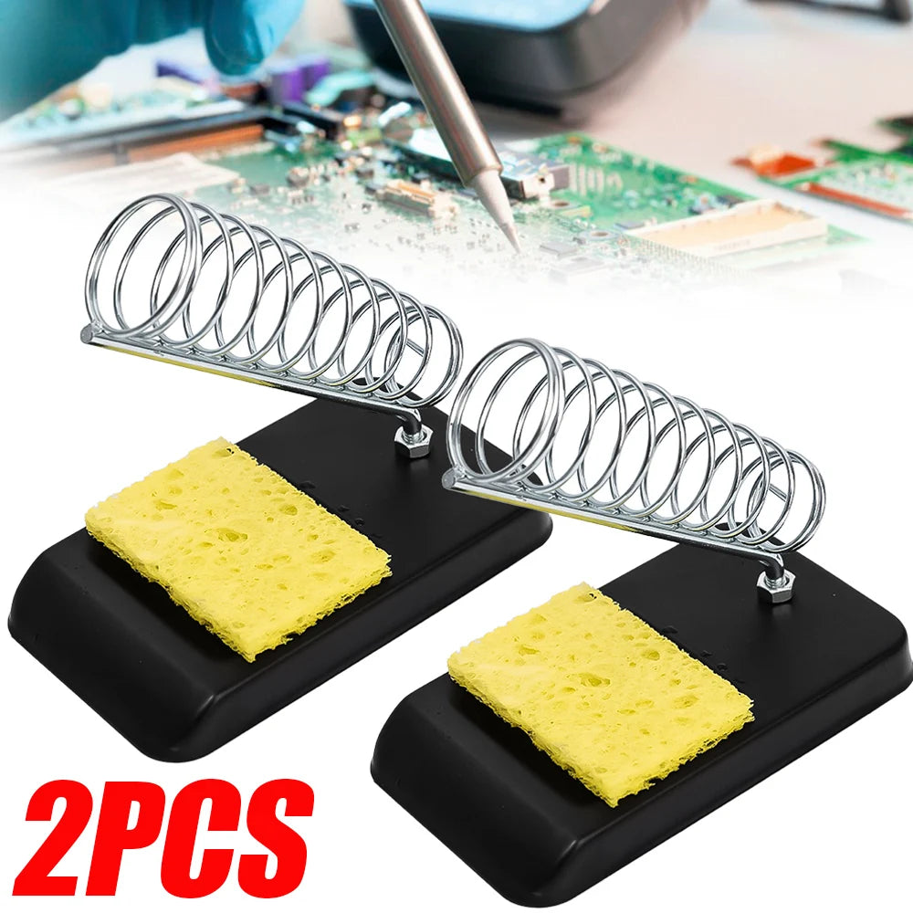 2/1PCS Universal Electric Soldering Iron Stand Holder with Welding Cleaning Sponge Pads Portable Soldering Iron Storage Rack Quake