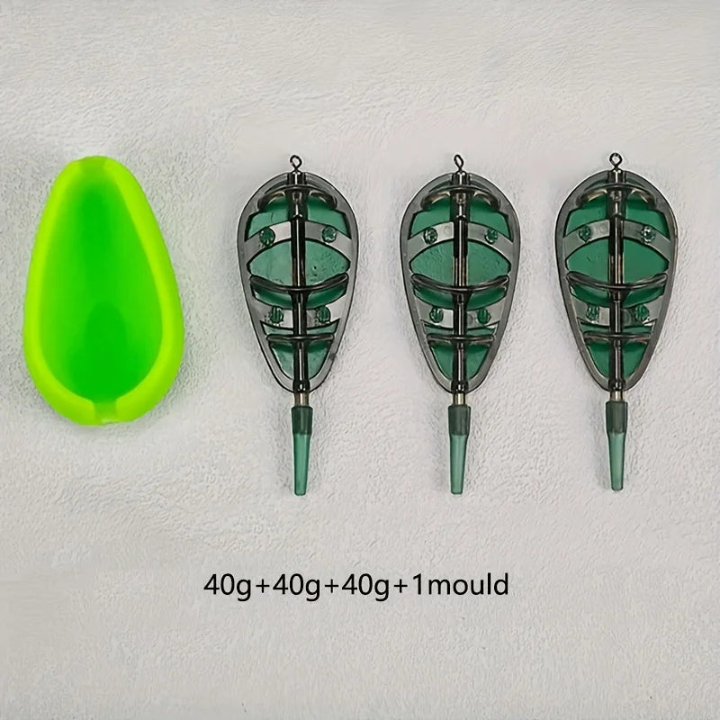 3pcs Heavyweight Fishing Bait Cage Set - ABS Material, Includes Bait Storage Trays, Ideal for Carp Fishing, Fishing Tackle|Sophi Quake 40g40g40g