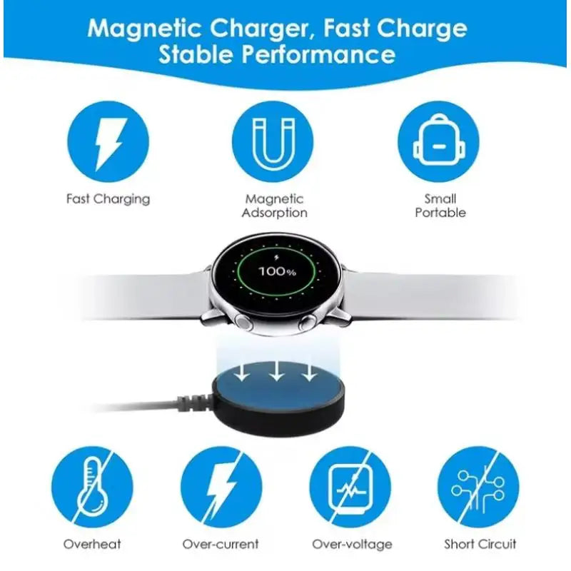 Portable Magnetic Watch Wireless Charger USB Cable Fast Charging Dock Station For Samsung Galaxy Watch 8 7 6 5pro 5 4 3 Active 2 Quake