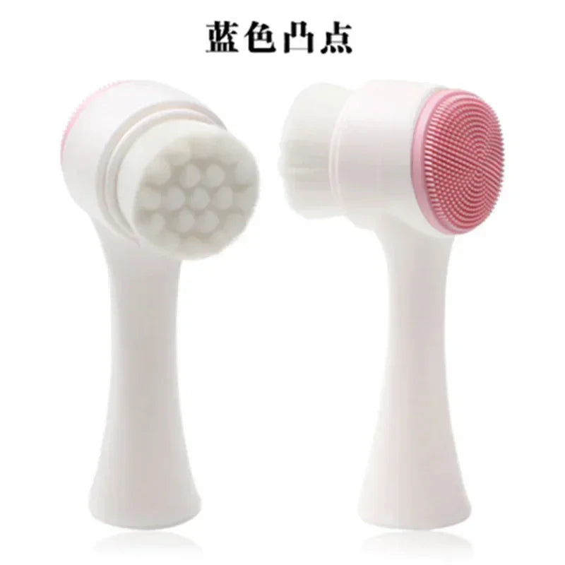 Silicone Double-Sided Face Cleansing Brush Facial Cleanser Blackhead Removal Product Pore Cleaner Exfoliator Face Scrub Brush Quake 03