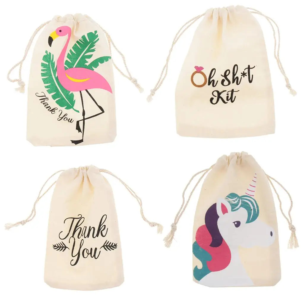Linen Cotton Drawstring Candy Pouch Multipurpose Jewelry Gift Bag Square Eco-friendly Wedding Favor for Events Quake