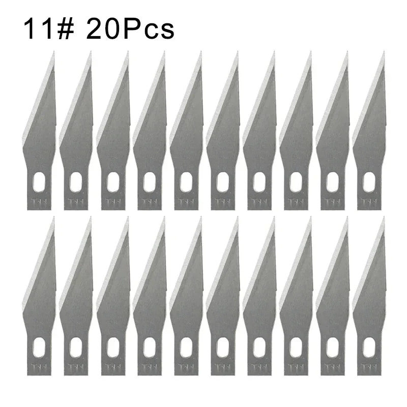 Surgical Sculpture Cutting Tools Metal Scalpel Knife 100/50/20Pcs Engraving Knife Blades Wood Carving Knife Blade Replacement Quake 20pcs