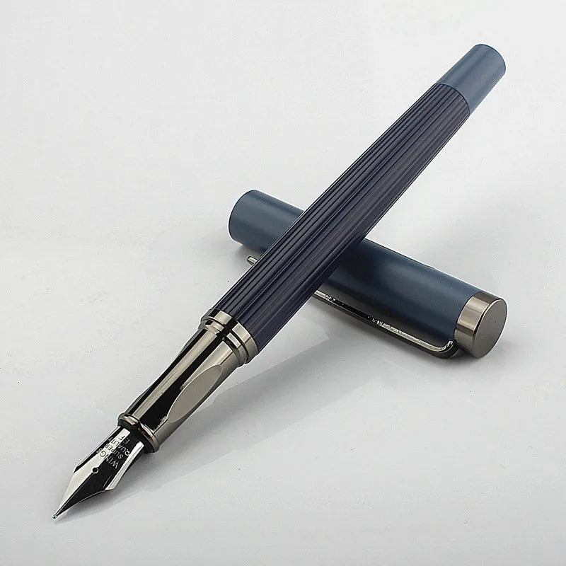 Luxury Quality 6052 Metal Grey Blue EF Nibs Black Fountain Pen EF0.38MM Ink Pens Set Gift Quake 6052-2 EF 0.38MM