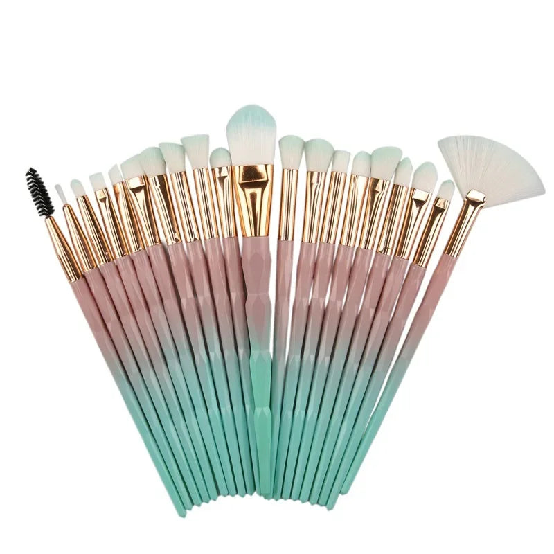 20Pcs/Lot Rhinestone Makeup Brushes for Eye Shadow Powder Foundation Lip Professional Cosmetic Beauty Make Up Brush Tools Quake