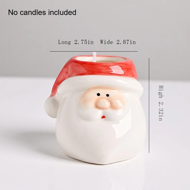 Household Creative American Style Personalized Santa Claus Candle Cup Empty Cup Ceramic Cup Gift Quake red No candles