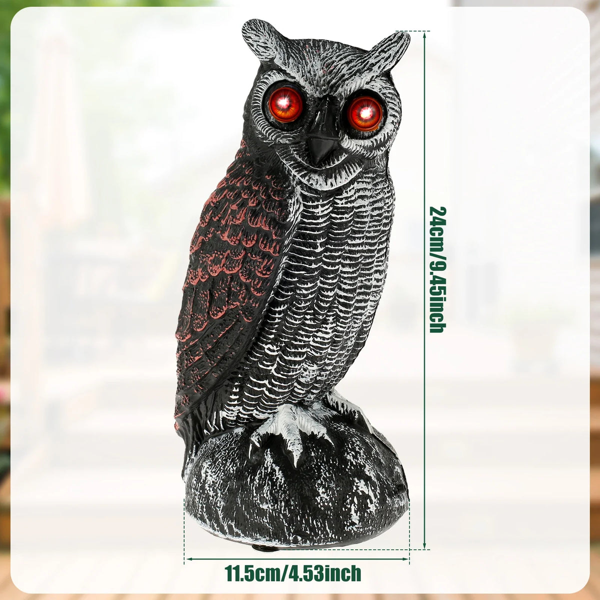 New Solar Owl Scare Bird Control Devices Waterproof Garden Fake Owl Deterrent Decoration With Scary Sound and Eyes Emit Light Quake