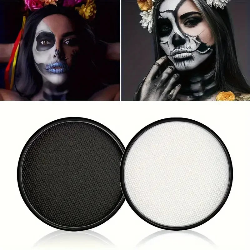 30G Water Monochromatic Body Paint Black And White Matching Makeup Face Paint Halloween Party Waterproof Makeup Body Painting Quake 2pcs white black