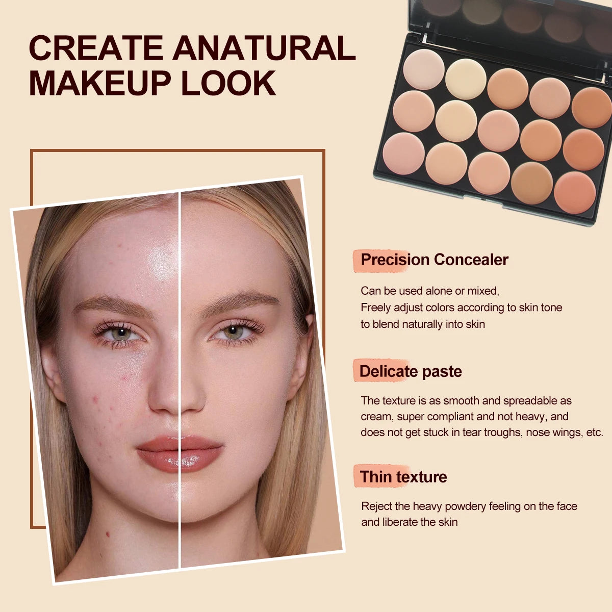 15 Colors Face Concealer Camouflage Cream Contour Palette Maquillaje Profesional Foundation Paleta Concealer Quake