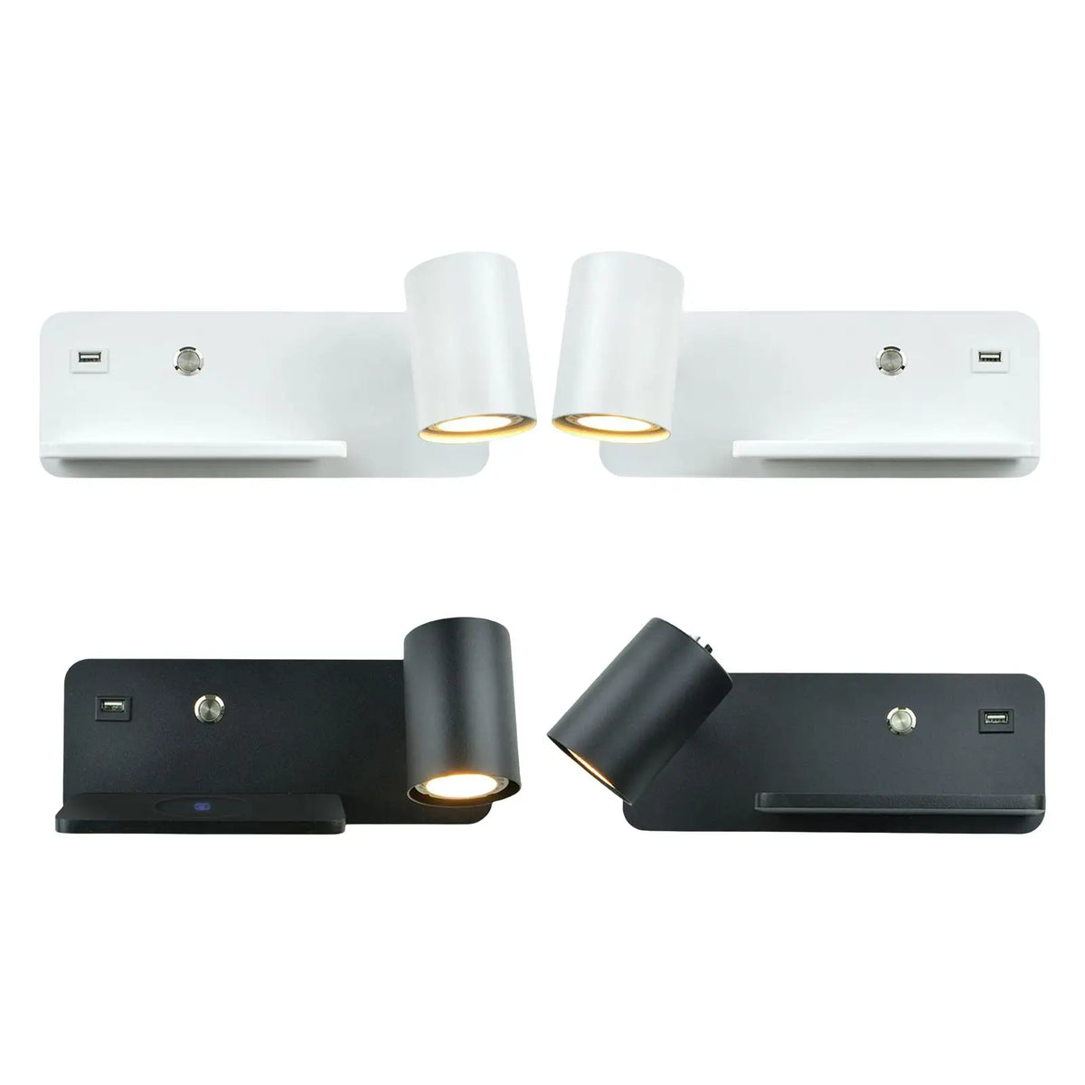 LED Gu10 Light Spotlight Adjustable Wall Sconce with USB Port Cordless Charging Bedside Bedroom Quake