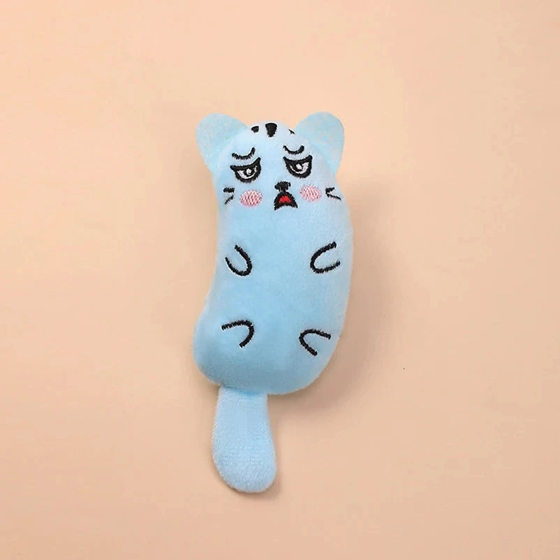 Tail Doll Catnip Pet Toy, Healing Cute Expression, Short Plush Material Soft Touch Cat Toy Quake Blue