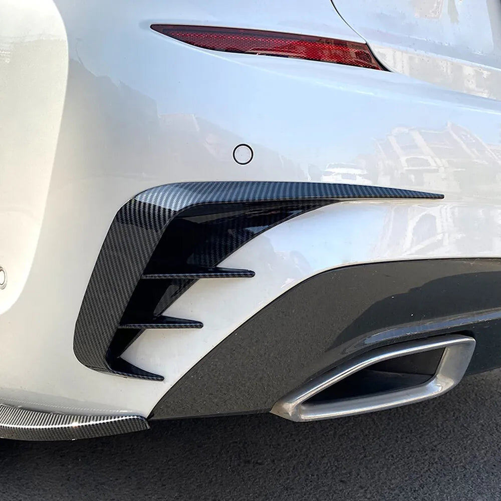 For BMW 3 Series G20 320i 330i 2019-2022 Car Sticker Rear Bumper Spoiler Side Canard Splitter Styling Carbon Fiber Gloss Black Quake