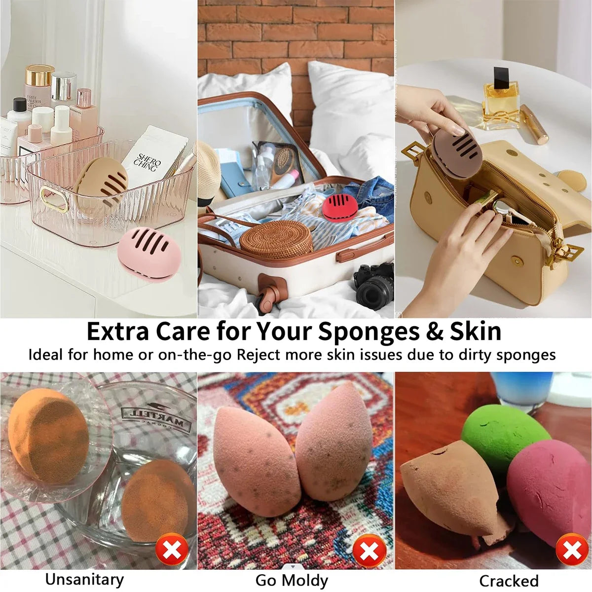Reusable Travel Portable Organizer.-zmt, Eco-friendly 1PC Silicone Porous Beauty Egg Storage Set, Puff Storage Box Quake
