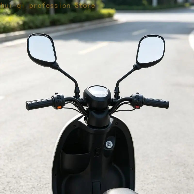 Rear View Mirror Set for Small Motorcycles and Trail Utility Vehicles, Two Mirrors With Metal Support and 8MM Thread H8WE Quake