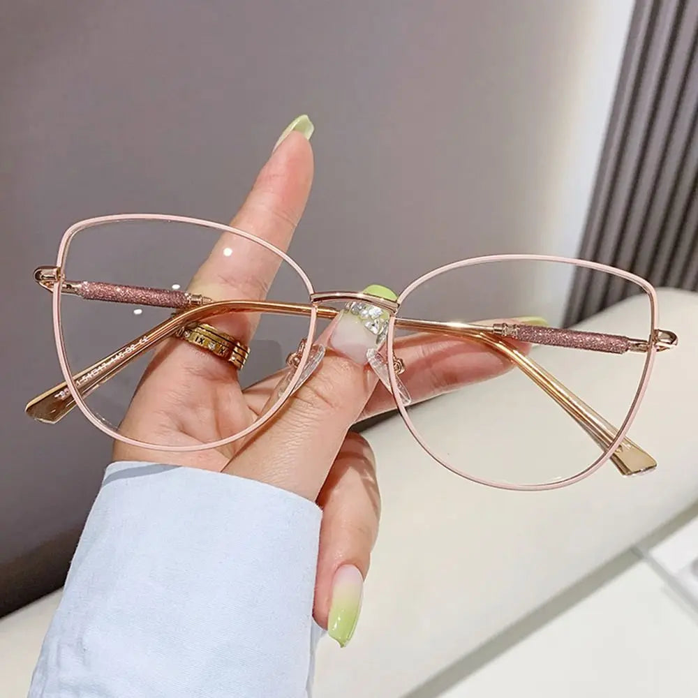 Fashion Vintage Cat Eye Computer Goggles Women Anti Blue Light Glasses Metal Frame Optical Glasses Trendy Office Eyeglasses Quake C03