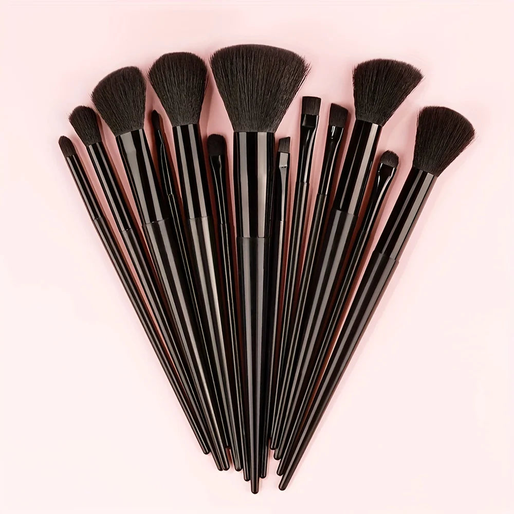 Makeup Brushes Set 13Pcs Premium Synthetic Brush Foundation Powder Blending Concealer Eyeshadow Blush Cosmetics Brushes Travel Quake BLACK