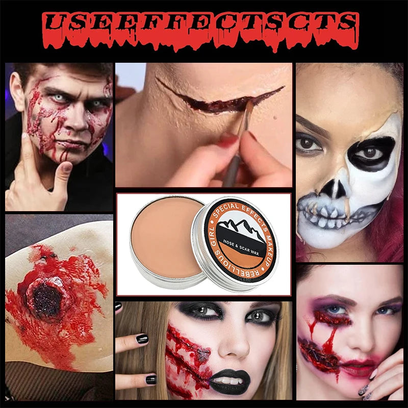 Scar Wax Set with Scraper: Create realistic Special Effects for Halloween or Cosplay-Body Painting,Fake Wounds and Modeling Wax Quake